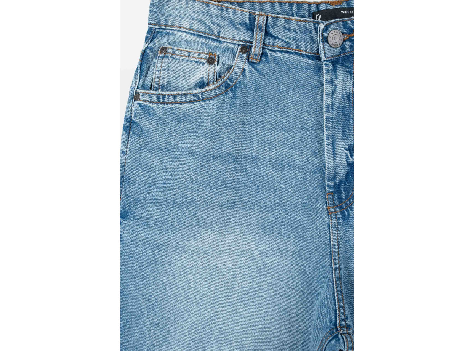 Niebieskie spodnie jeansowe WIDE LEG z efektem przetarcia
