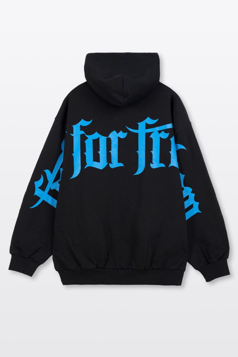 Czarna bluza z kapturem OVERSIZE z autorską grafiką z tyłu