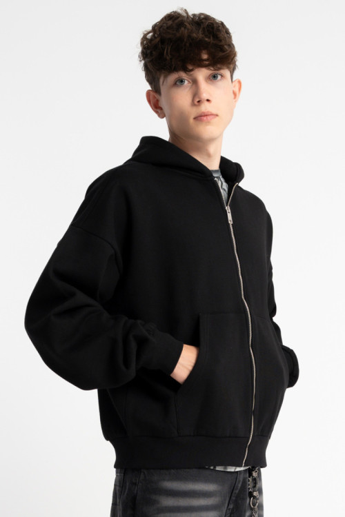Czarna bluza z kapturem bez nadruków Czarna bluza z kapturem bez nadruków