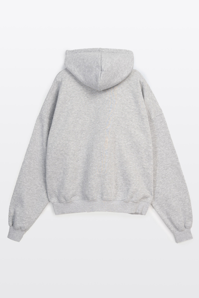 Szara bluza BOXY z kapturem bez nadruków