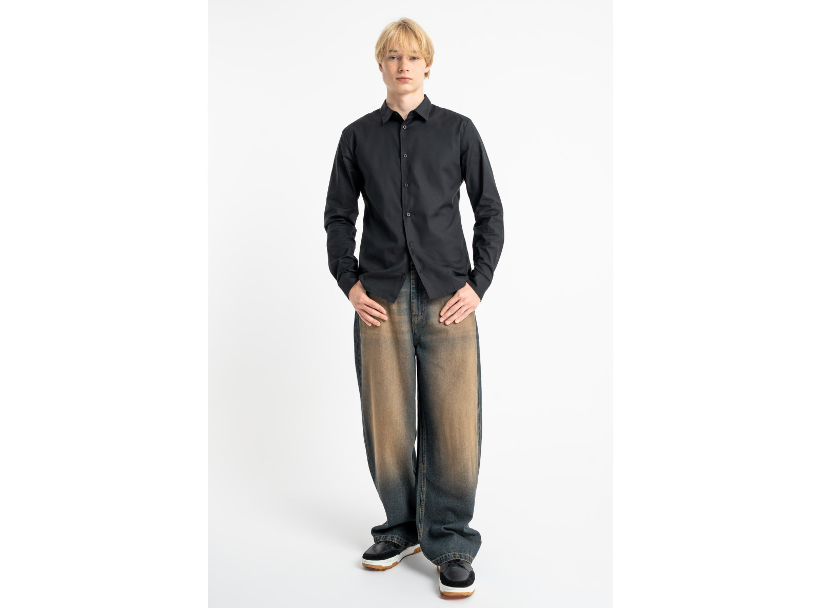 Czarna koszula SLIM z długim rękawem