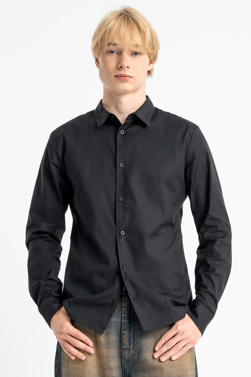 Czarna koszula SLIM z długim rękawem, czarny