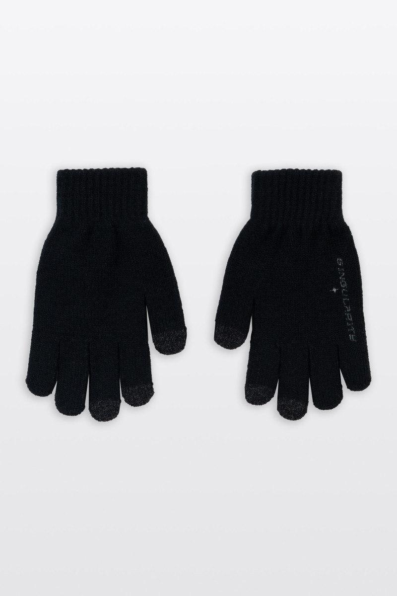 Czarne rękawiczki z nadrukiem do smartfona