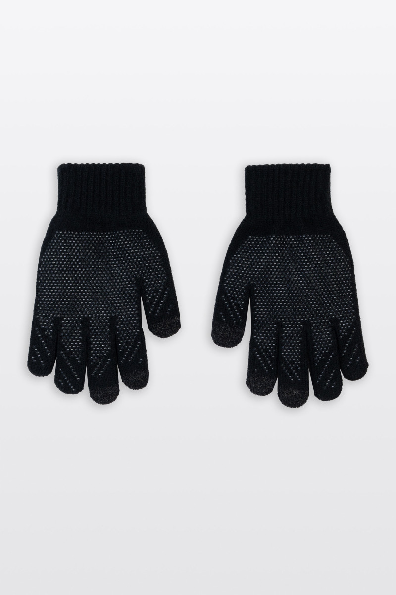 Czarne rękawiczki z nadrukiem do smartfona, czarny
