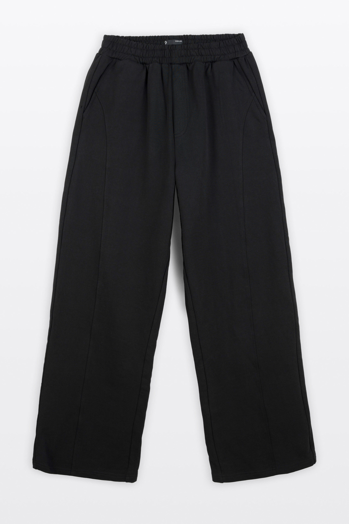 Czarne spodnie dresowe WIDE LEG z modnymi cięciami