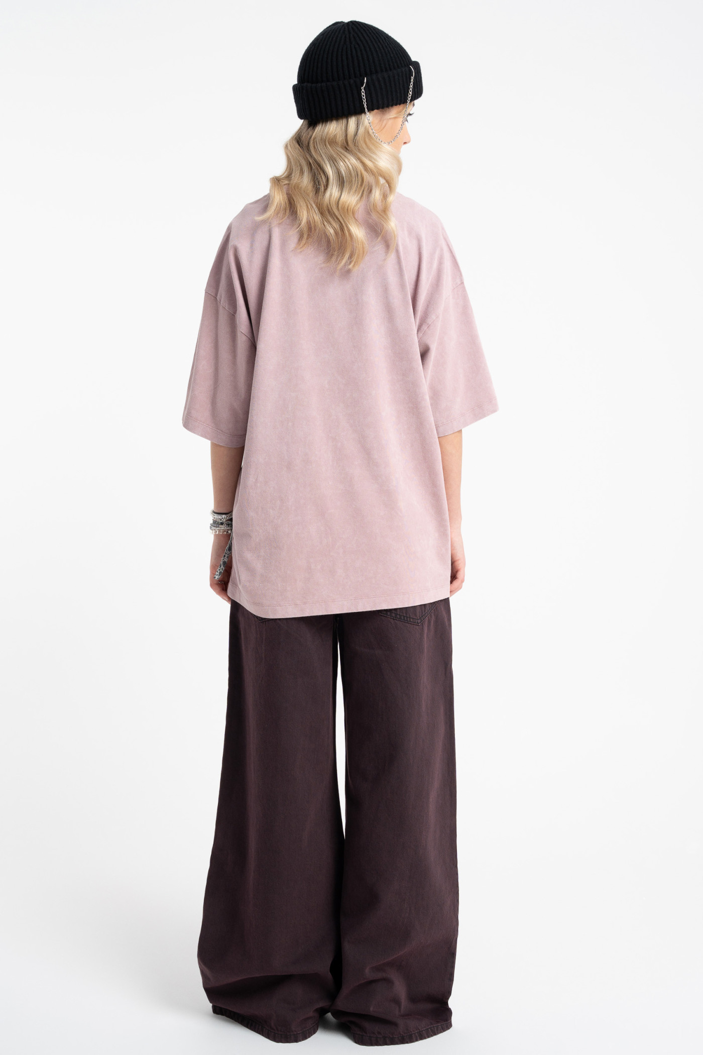 Bordowe spodnie jeansowe WIDE LEG z przetarciami