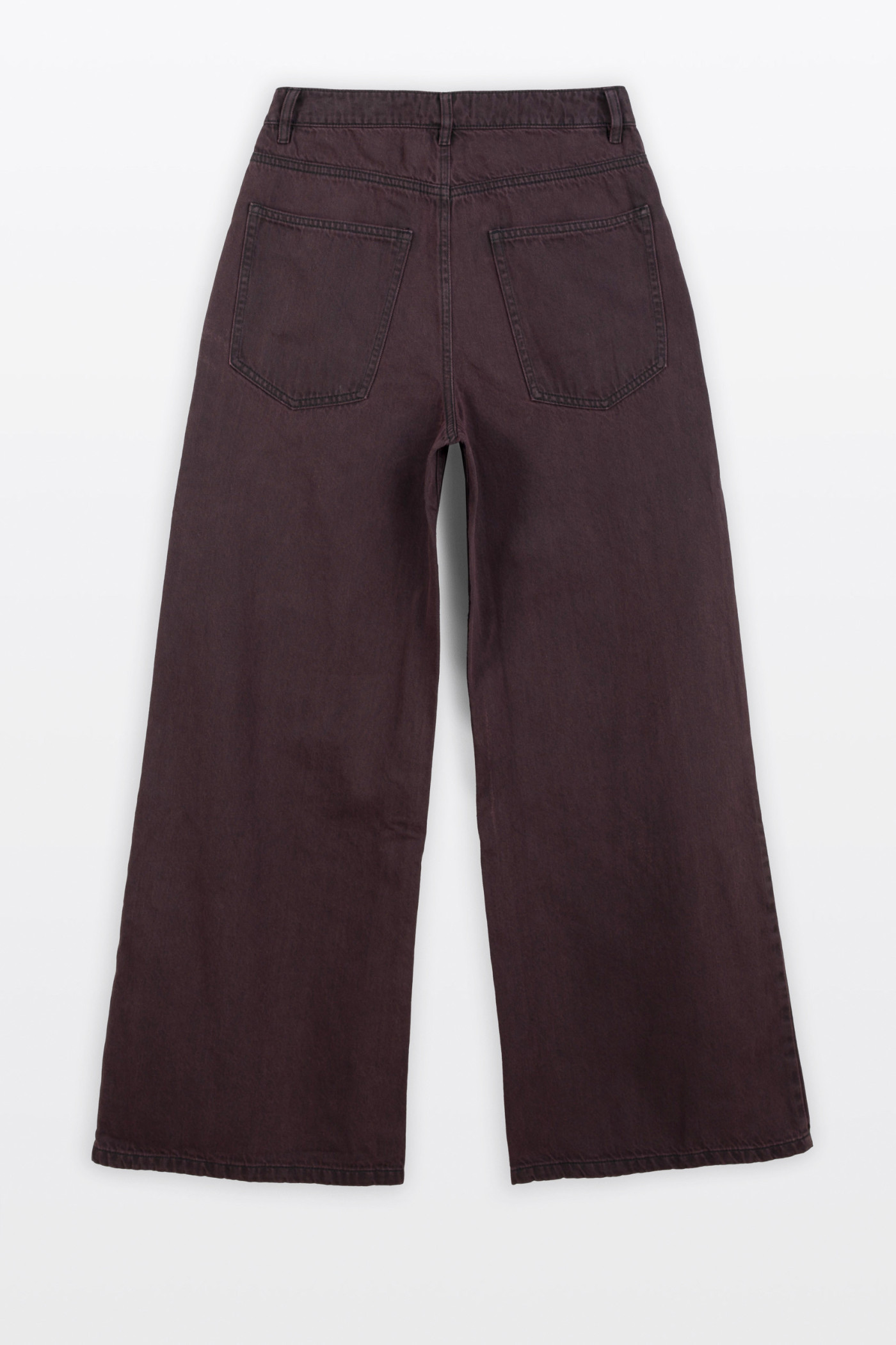 Bordowe spodnie jeansowe WIDE LEG z przetarciami