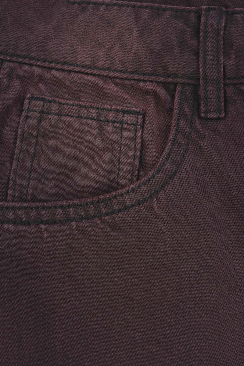 Bordowe spodnie jeansowe WIDE LEG z przetarciami