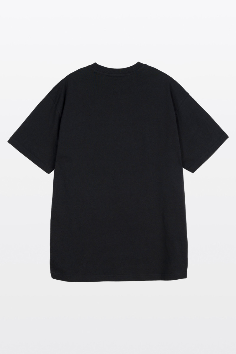 Czarny t-shirt LOOSE z autorską grafiką z przodu