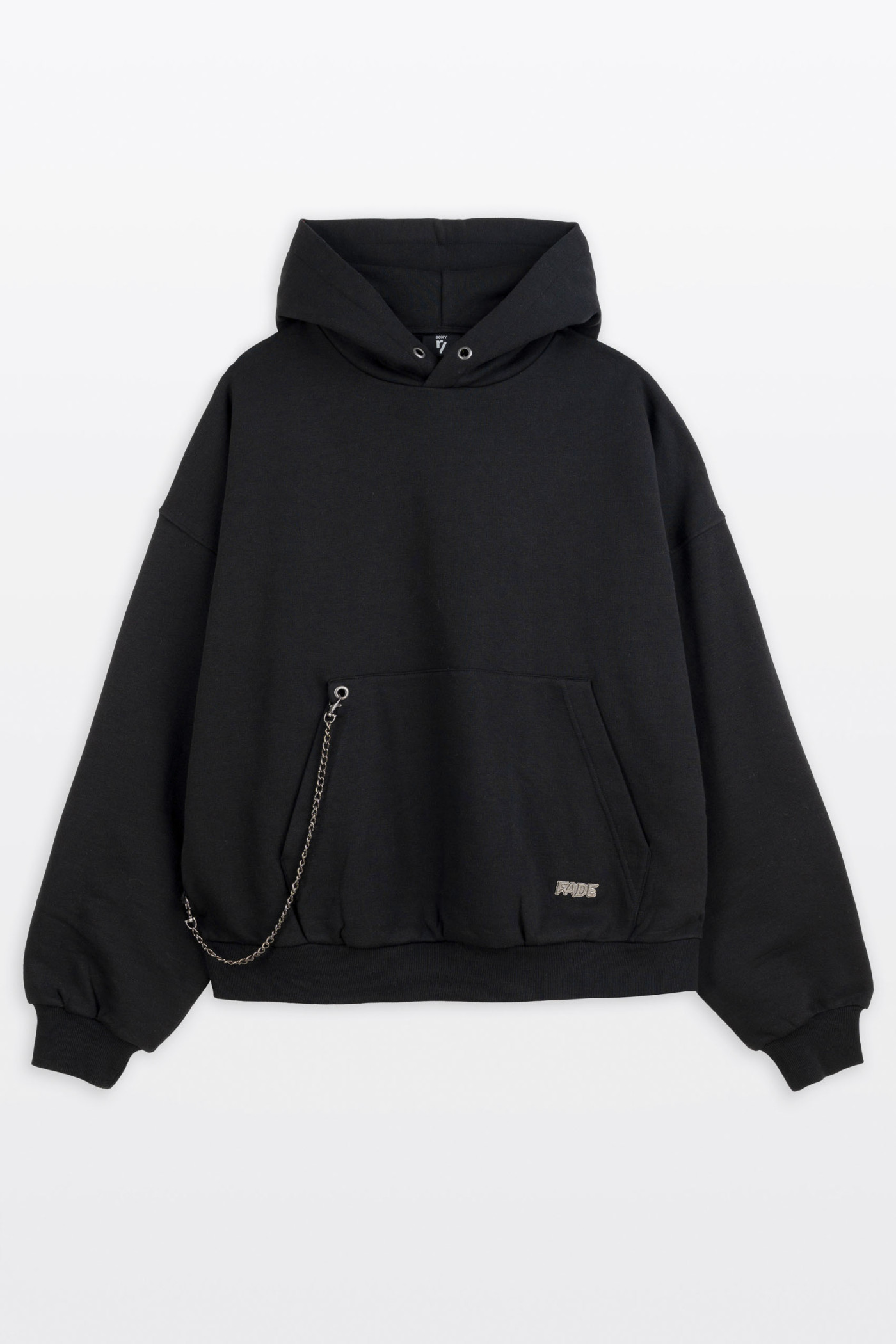 Czarna bluza z kapturem z odpinanym łańcuszkiem