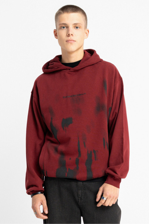 Bordowa bluza REGULAR z nadrukiem na całości