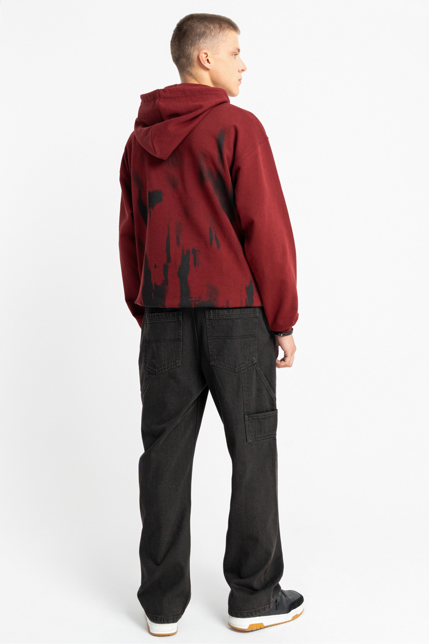 Bordowa bluza REGULAR z nadrukiem na całości