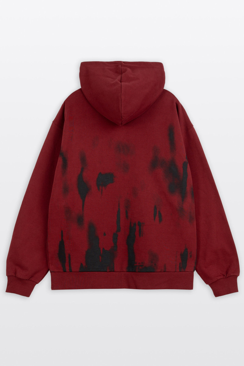 Bordowa bluza REGULAR z nadrukiem na całości