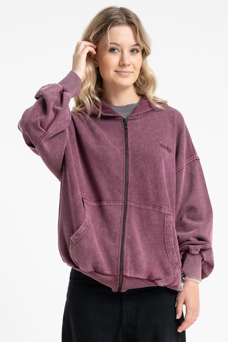 Bordowa bluza REGULAR z kapturem z efektem sprania