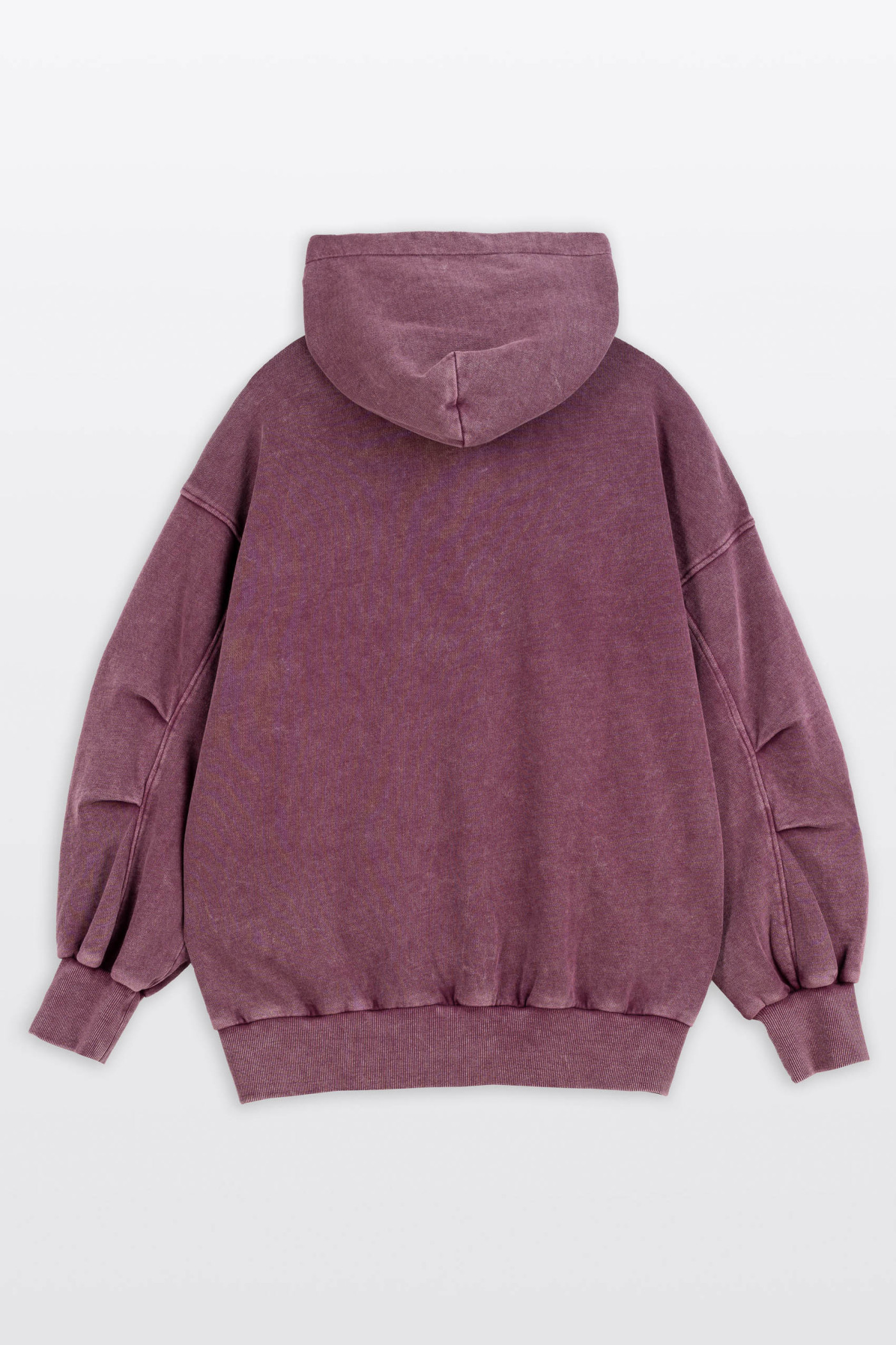 Bordowa bluza REGULAR z kapturem z efektem sprania