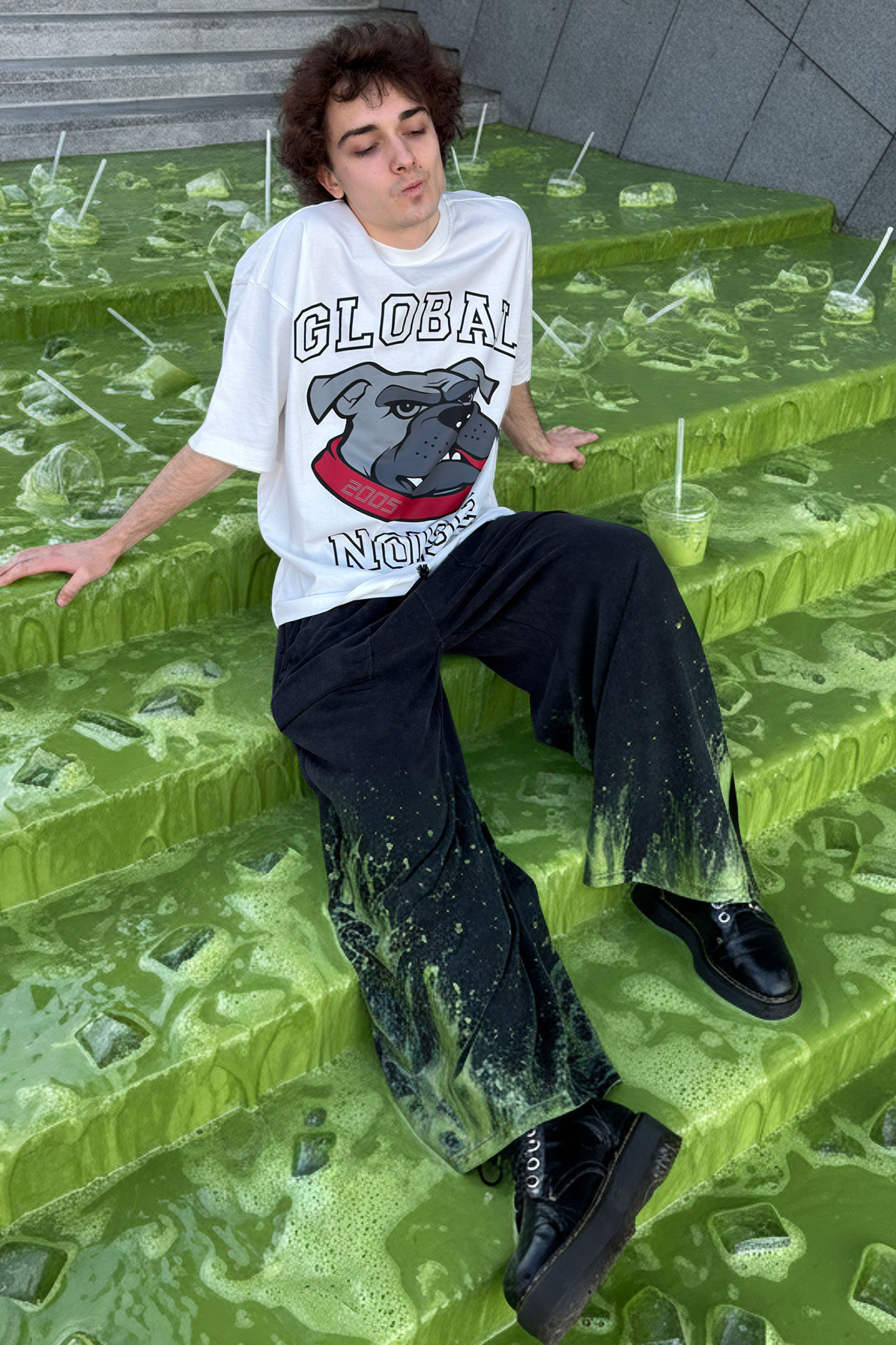 2005xReporter Biały t-shirt OVERSIZE