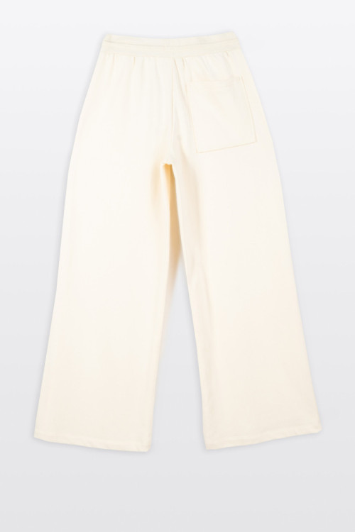 Kremowe spodnie dresowe z szerokimi nogawkami bez nadruków
