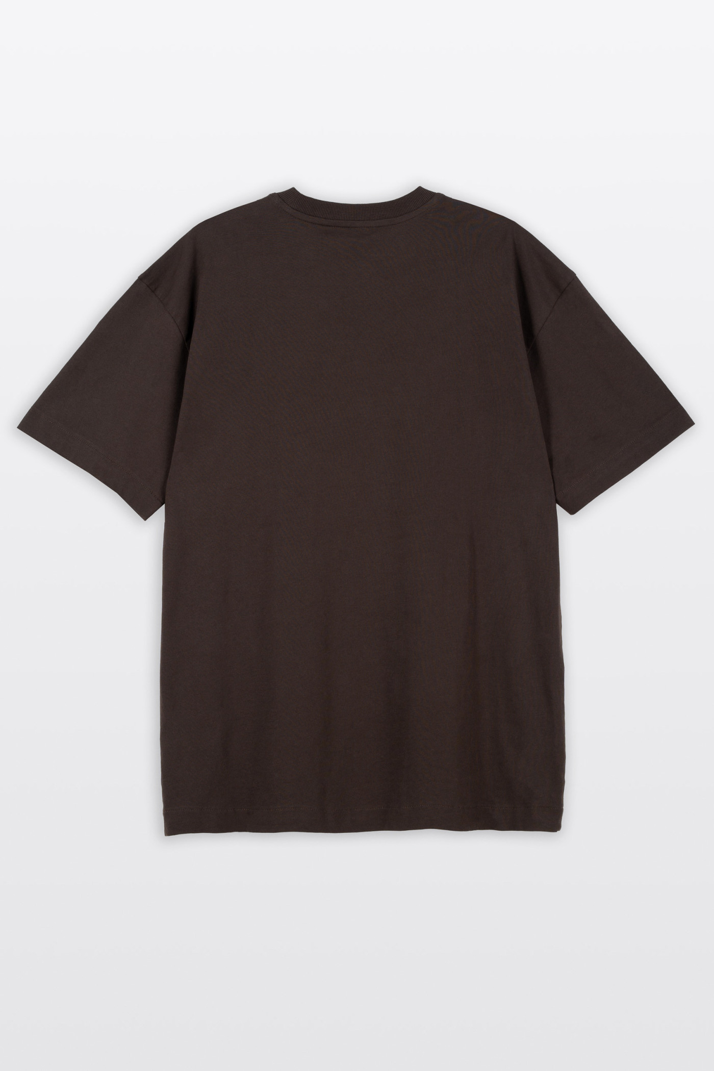 Brązowy t-shirt LOOSE z autorską grafiką z przodu