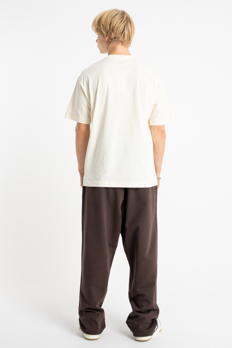 Kremowy t-shirt LOOSE z minimalistyczną grafiką z przodu