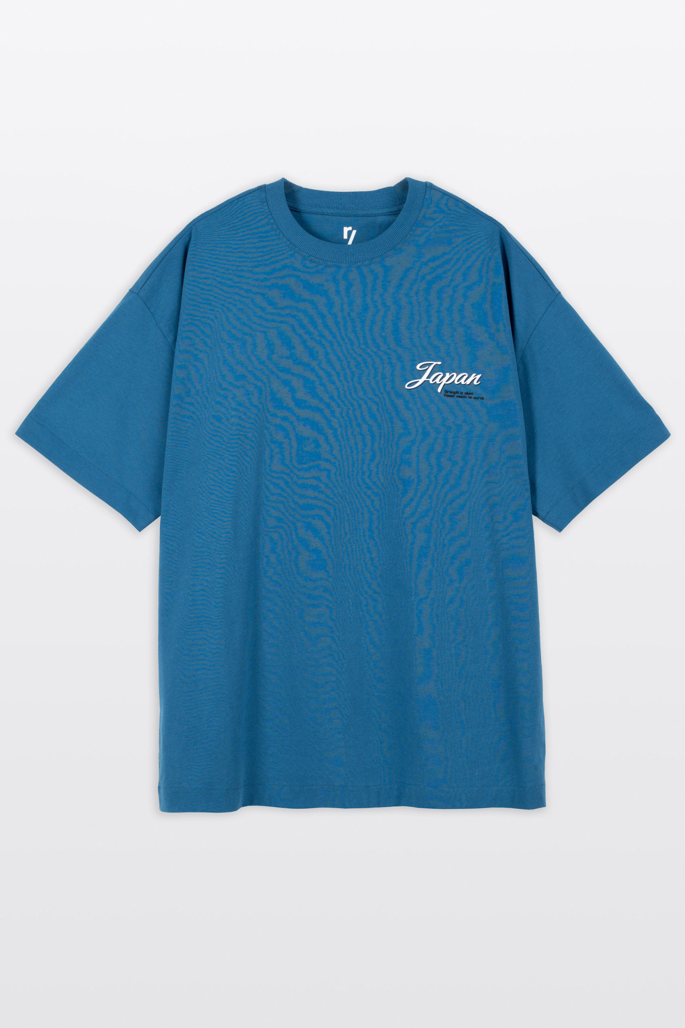 Niebieski t-shirt OVERSIZE z autorską grafiką z tyłu