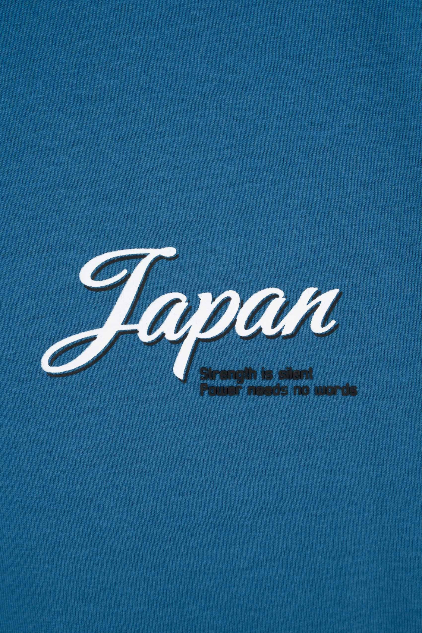 Niebieski t-shirt OVERSIZE z autorską grafiką z tyłu