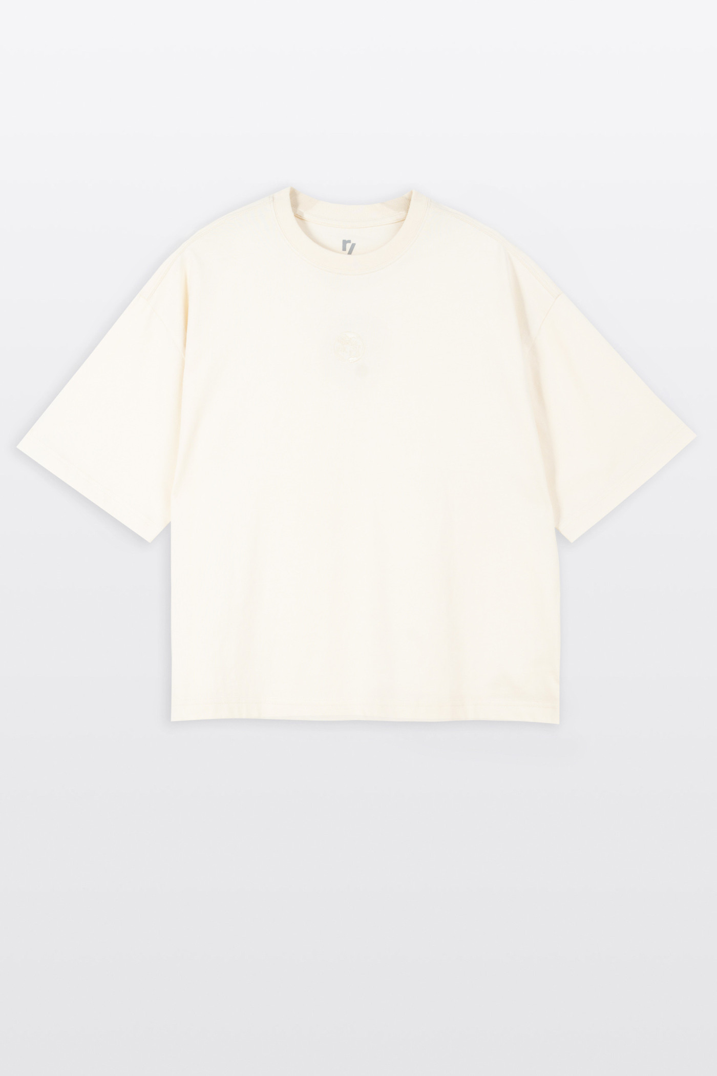 Kremowy t-shirt z autorską grafiką z tyłu