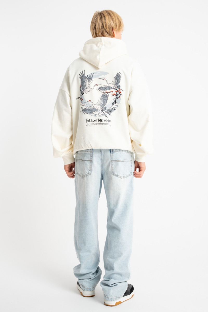 Kremowa bluza BOXY z autorską grafiką z tyłu