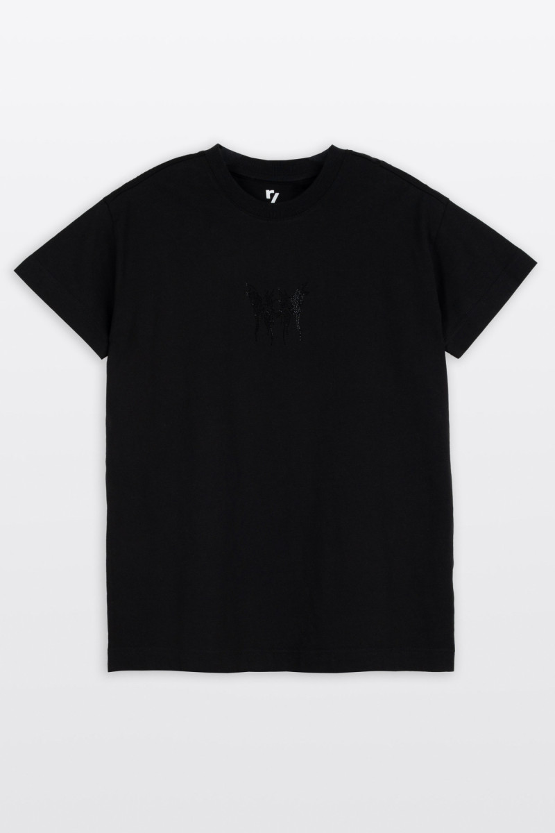 Czarna bluzka COMFORT z ozdobnymi kryształkami w kolorze bluzki