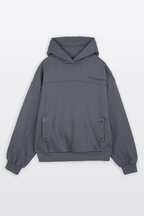 Szara bluza BOXY z modnymi cięciami