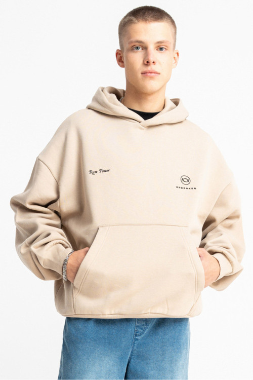 Beżowa bluza REGULAR z minimalistycznym haftem z przodu