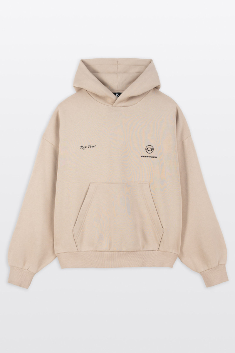 Beżowa bluza REGULAR z minimalistycznym haftem z przodu