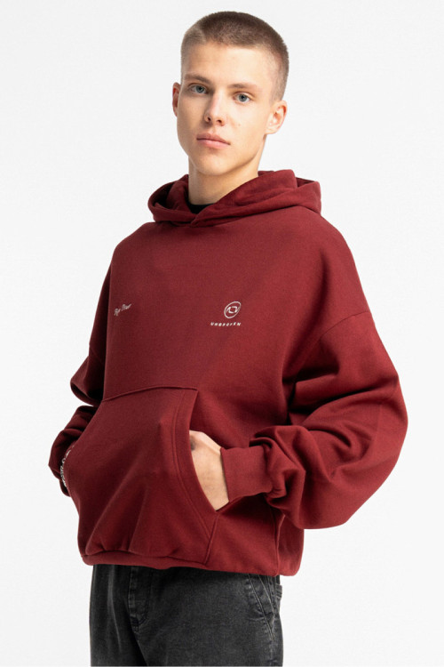 Bordowa bluza REGULAR z minimalistycznym haftem z przodu