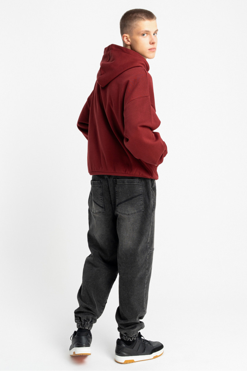 Bordowa bluza REGULAR z minimalistycznym haftem z przodu