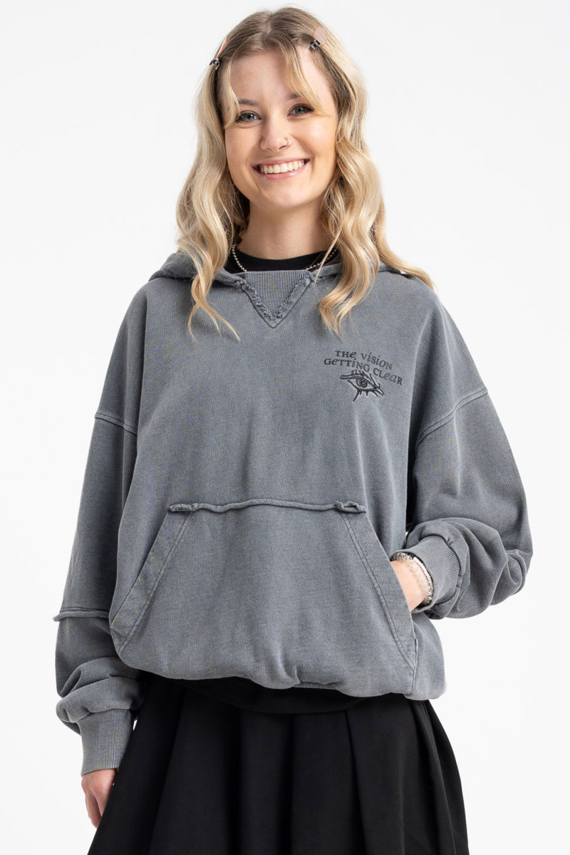 Szara bluza BOXY z surowymi wykończeniami, szary