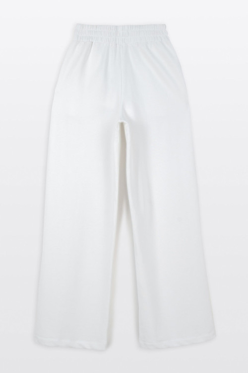 Białe spodnie dresowe STRAIGHT z modnymi przeszyciami