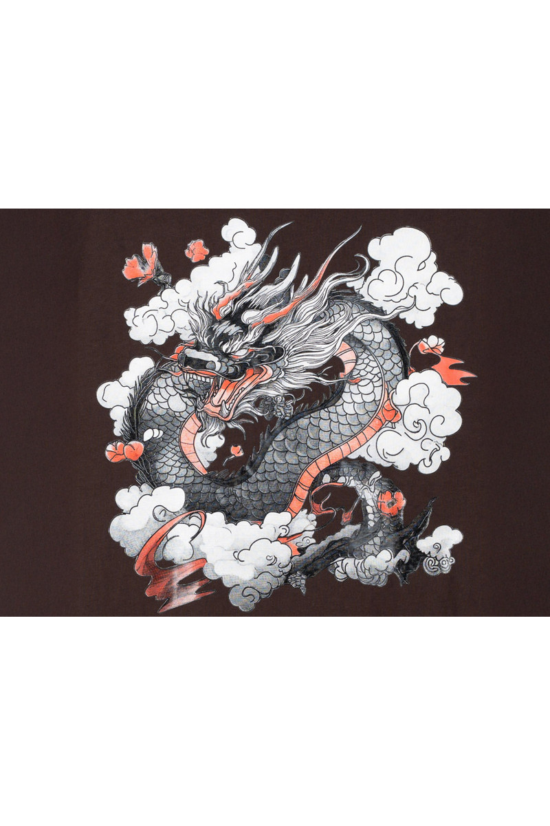 Brązowy t-shirt OVERSIZE z autorską grafiką z tyłu, seledynowy