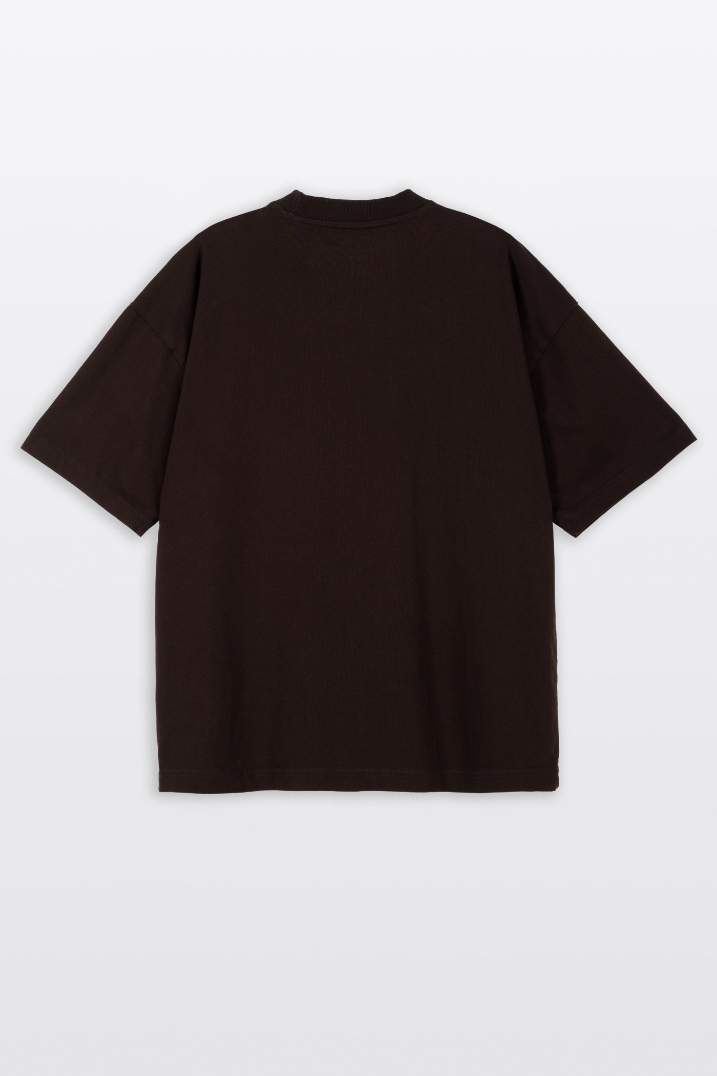 Brązowy t-shirt OVERSIZE z autorską grafiką z przodu