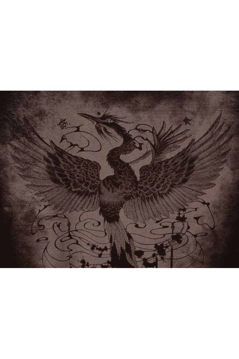 Brązowy t-shirt OVERSIZE z autorską grafiką z przodu, seledynowy