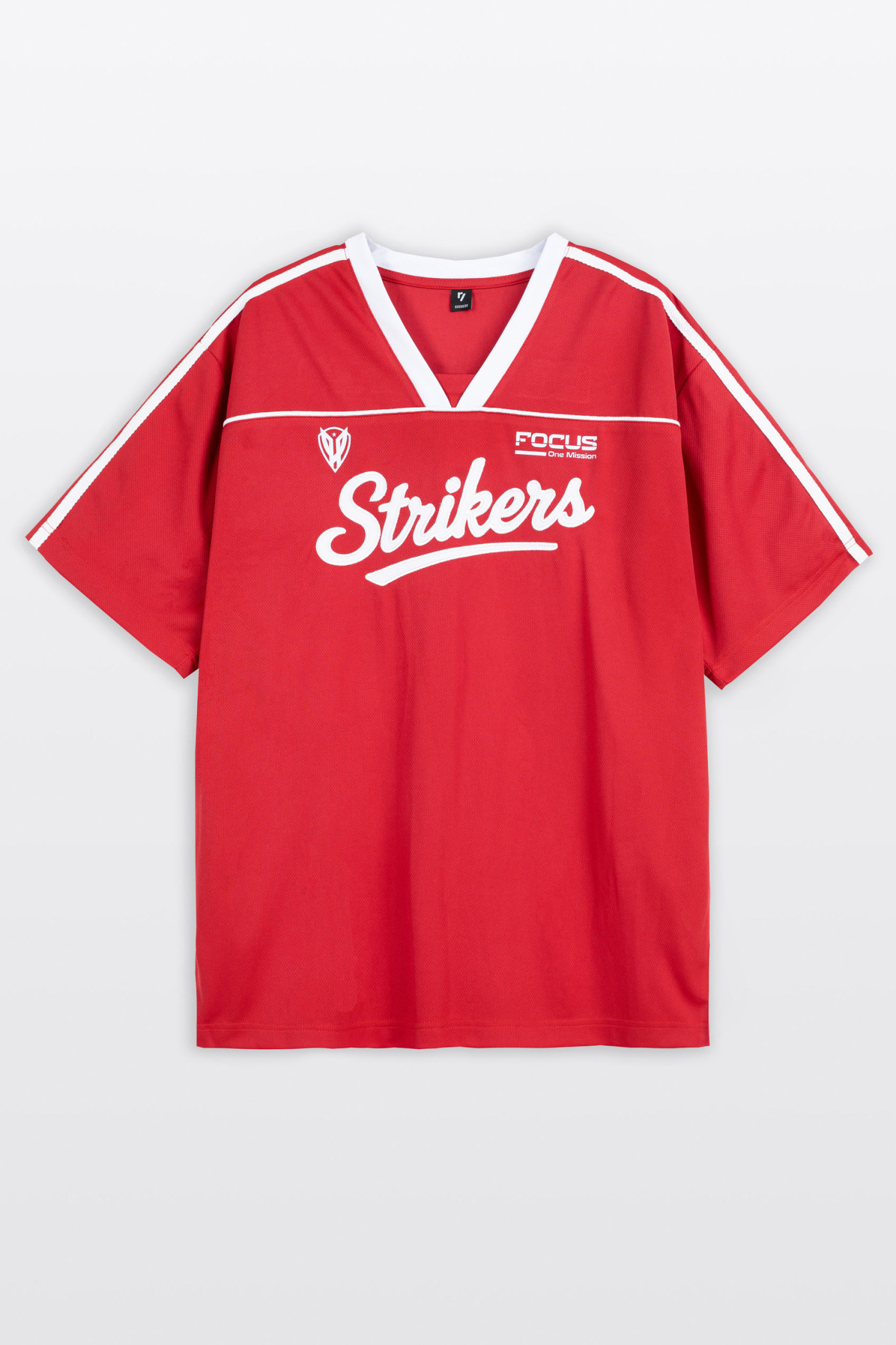 Czerwony t-shirt w stylu sportowym z dekoltem do szpica