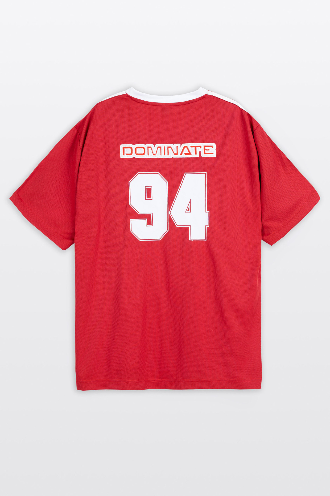 Czerwony t-shirt w stylu sportowym z dekoltem do szpica