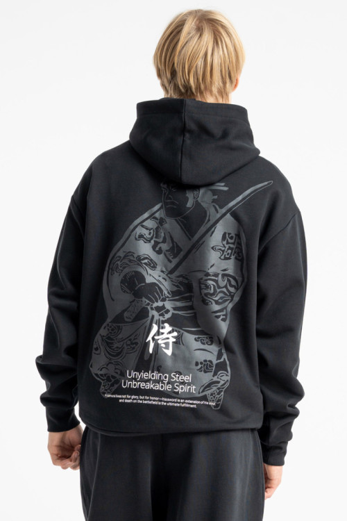 Czarna bluza REGULAR z kapturem z autorska grafiką z tyłu