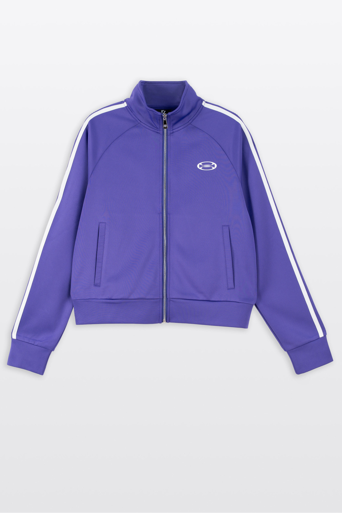 Fioletowa bluza z kontrastowymi lampasami na rękawach