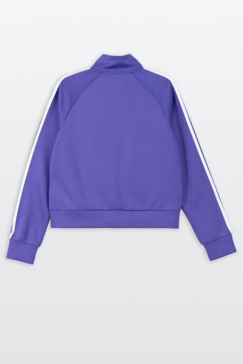 Fioletowa bluza z kontrastowymi lampasami na rękawach