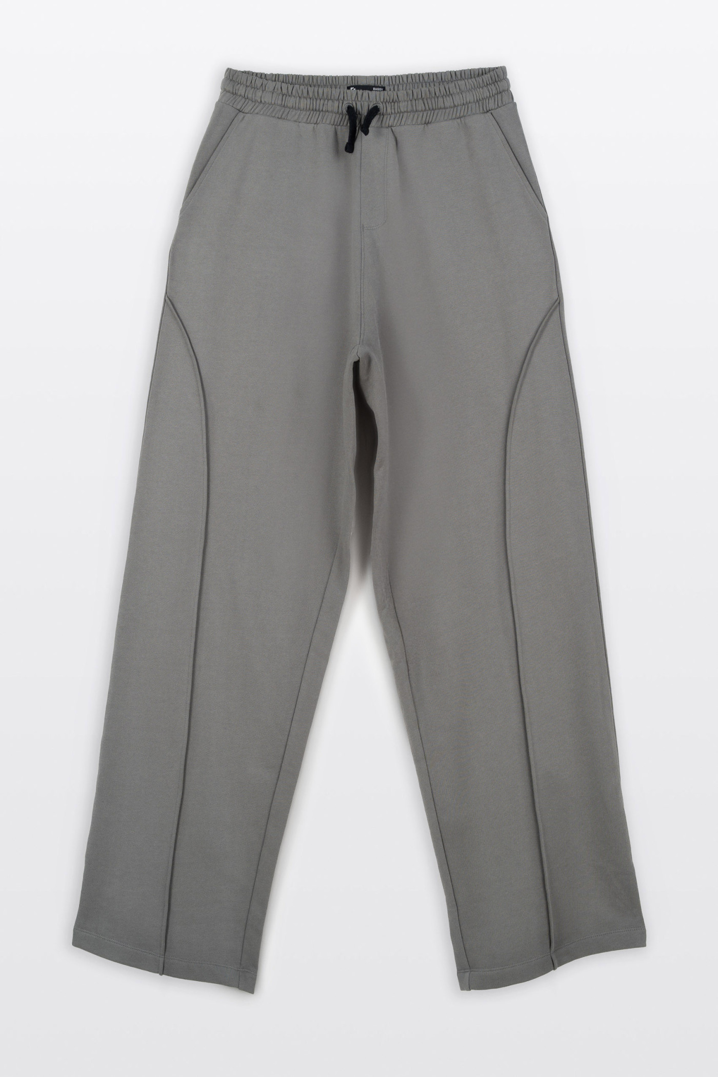 Ciemnoszare spodnie dresowe BAGGY z modnymi przeszyciami