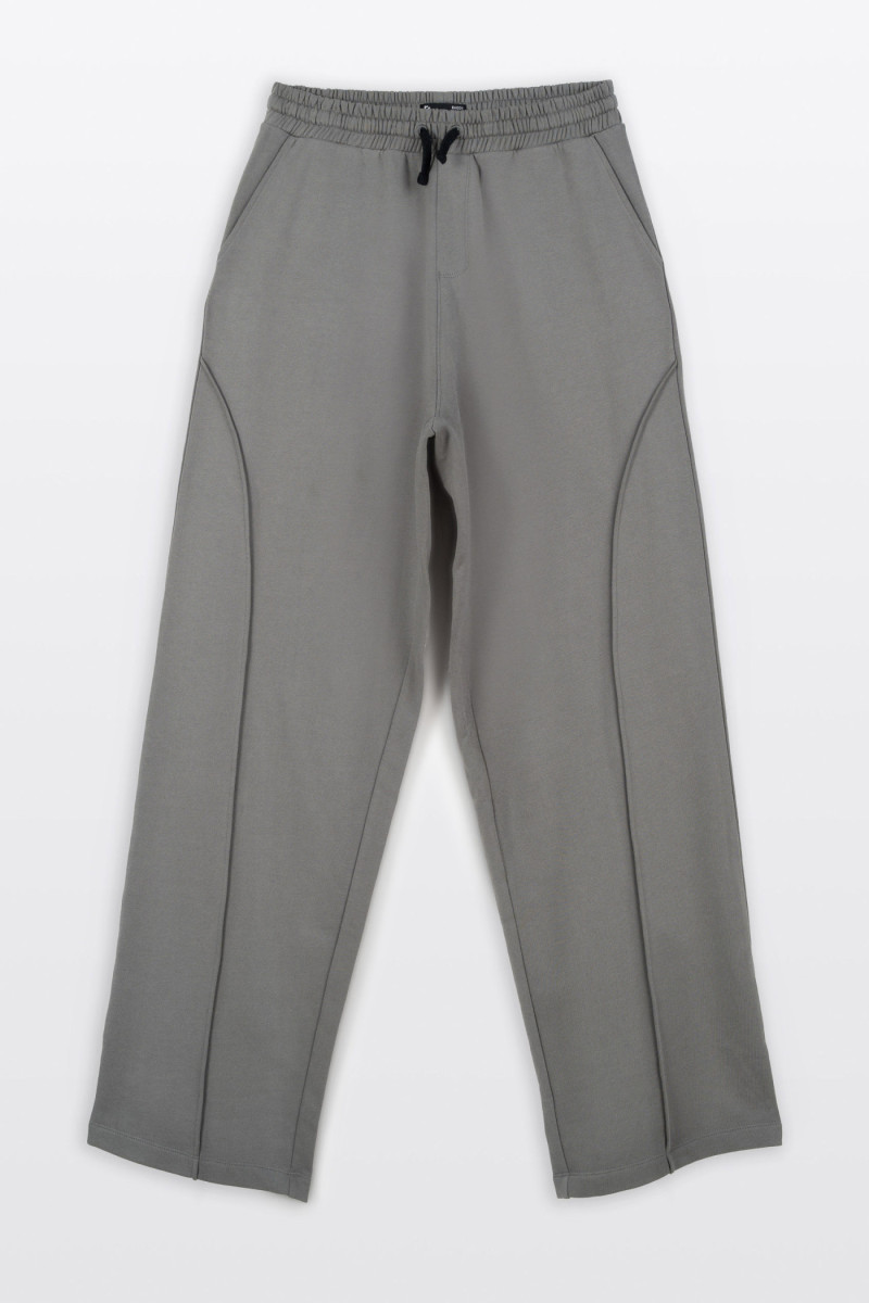Ciemnoszare spodnie dresowe BAGGY z modnymi przeszyciami