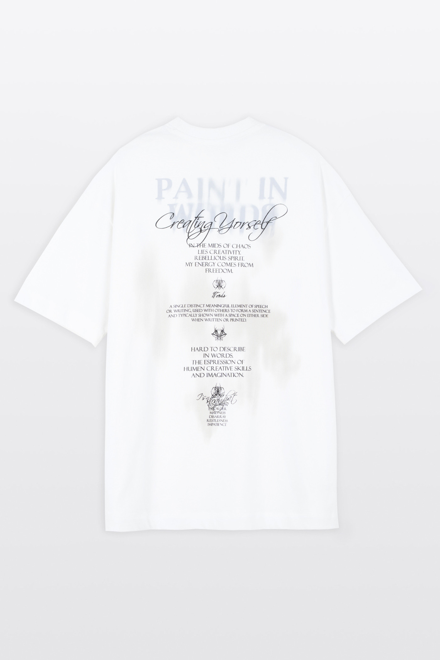 Biały t-shirt LOOSE z autorską grafiką z tyłu