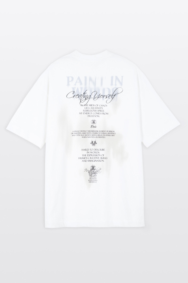 Biały t-shirt LOOSE z autorską grafiką z tyłu