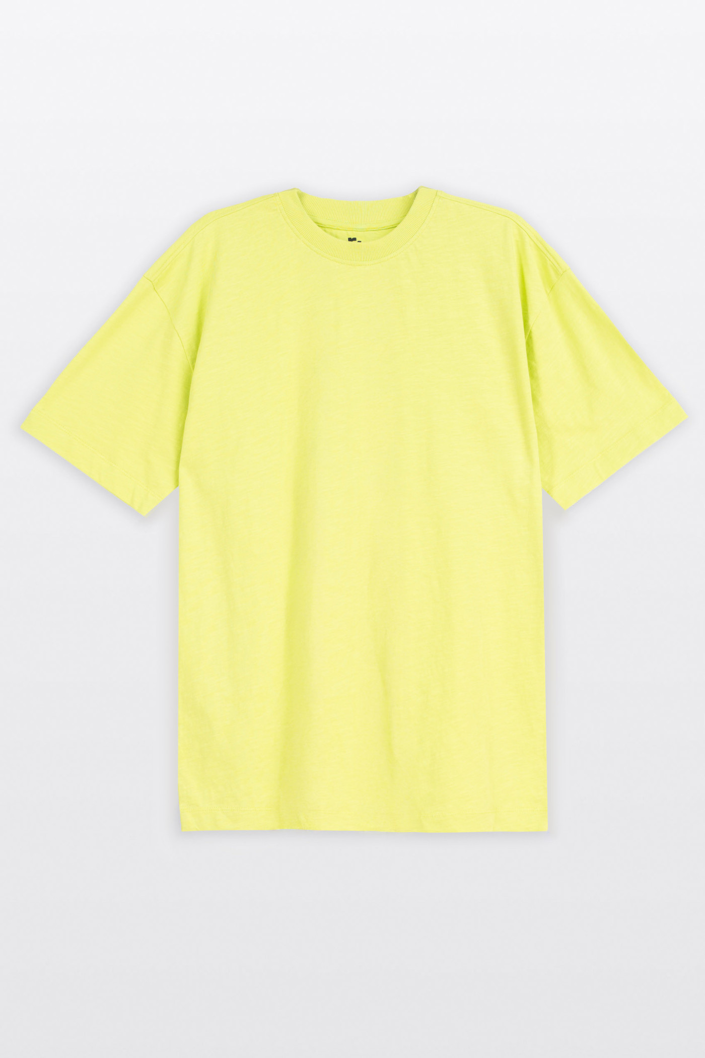 Limonkowy t-shirt LOOSE z autorską grafiką z tyłu