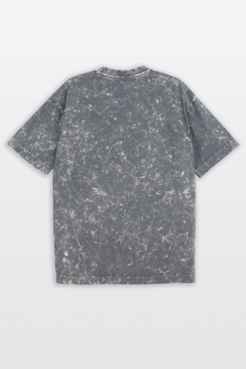 Szary t-shirt LOOSE z efektem sprania