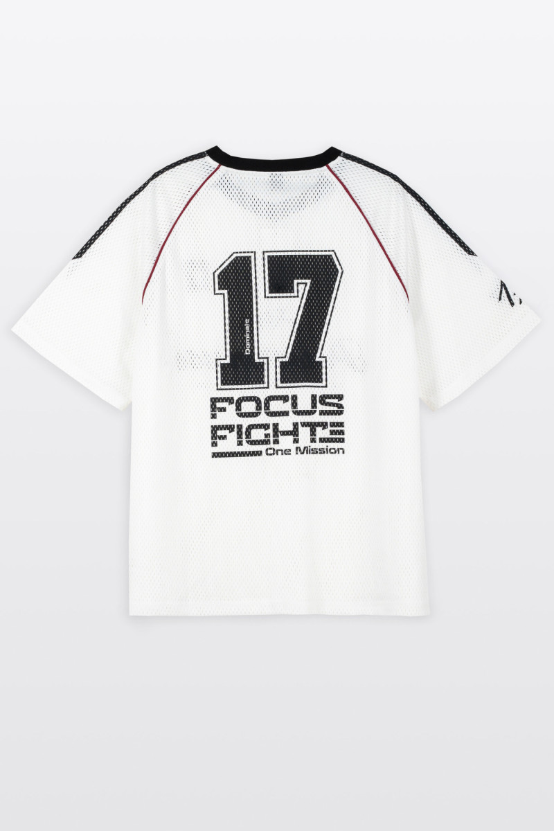 Biały t-shirt w stylu sportowym z siatki